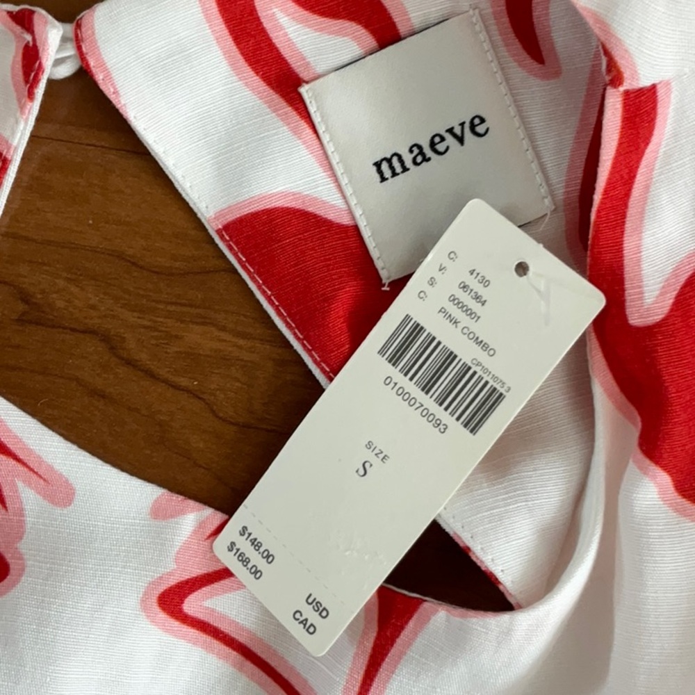 Maeve Pink Flamingo Print Mini Dress-Small-NWT - Picture 5 of 6